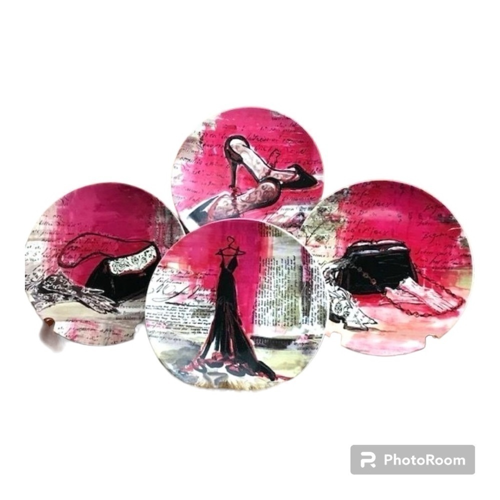 Kimmy Han Certified Int’l Demitasse Set 4 French Fashion Espresso Cups Saucers